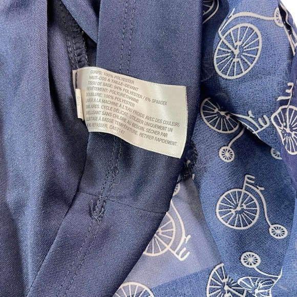 XHILARATION Womens Plus Size 1X Navy Blue Sleeveless Dress White Bicycle Print - Picture 8 of 9